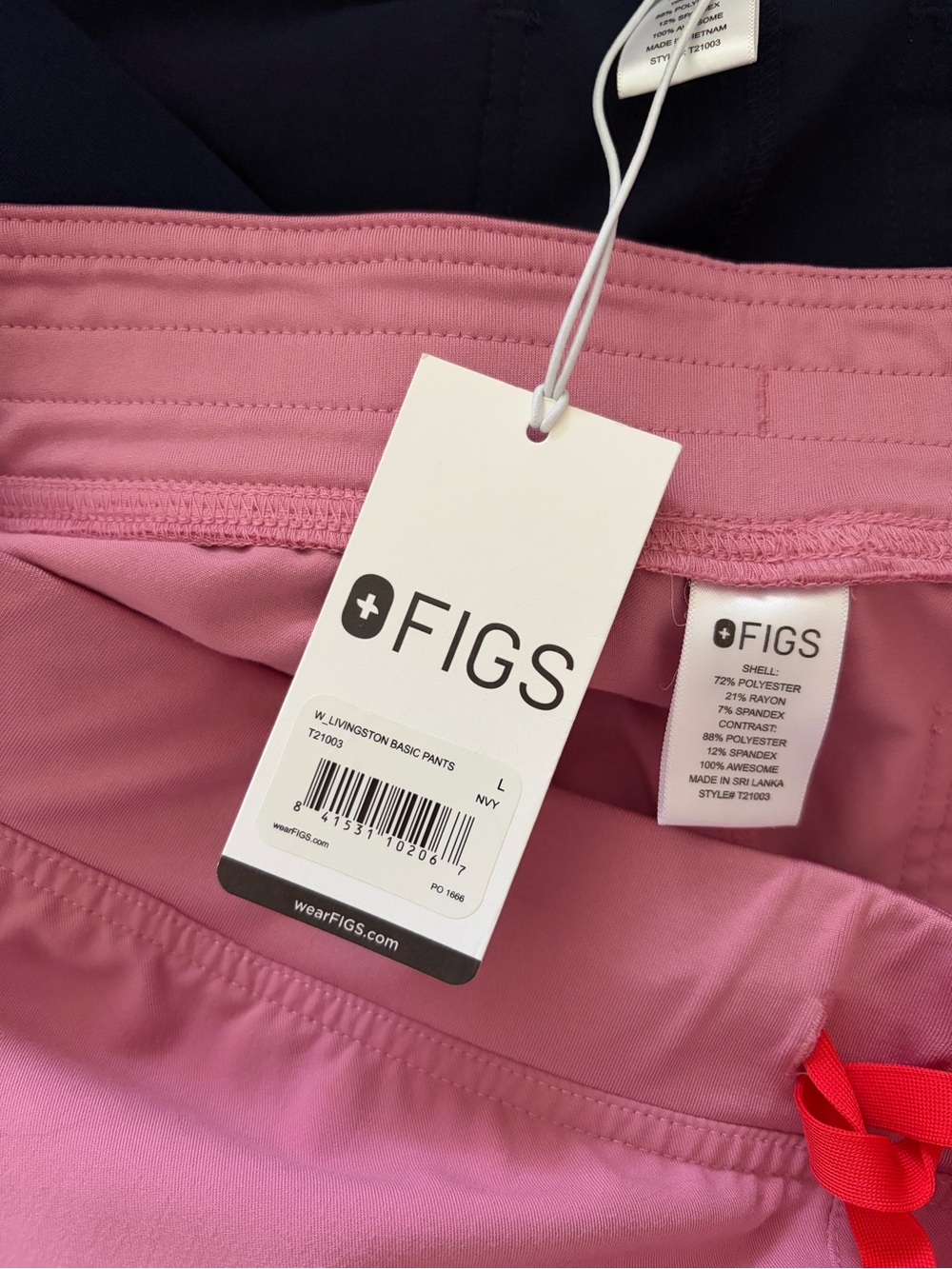 Bundle of 2 FIGS Livingston Basic Scrub Pants Chalk Pink & Navy Blue